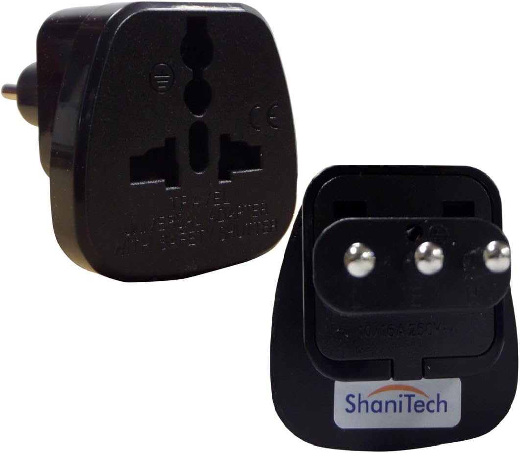 ShaniTech UK to 3 Pin Italy Chile Vatican City Uruguay Maldives San Marino Travel Adaptor Adapter Plug Earthed