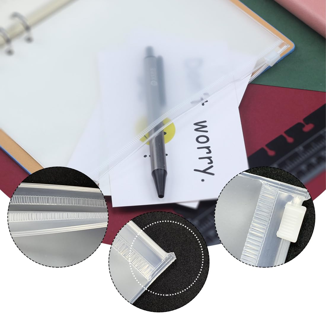 Tadipri 15 Stück A6 Ordner-Taschen Mit Reißverschluss - Transparente PVC-Seitentaschen