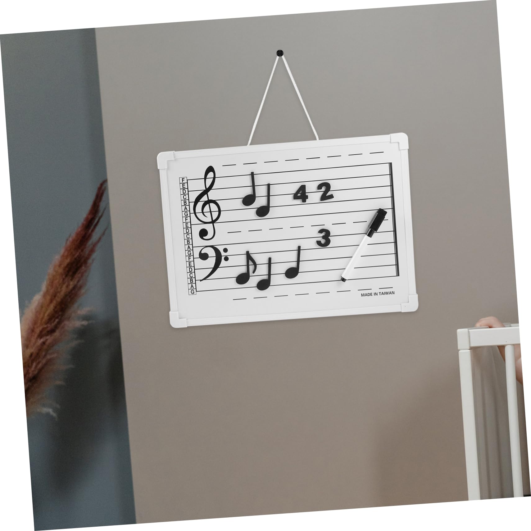 EXCEART Lavagna Cancellabile Pentagrammata per Musica in Plastico con Adesivi Note Magnetici, Riutilizzabile, per Scuola e Uso Domestico, Set Completo per Principianti