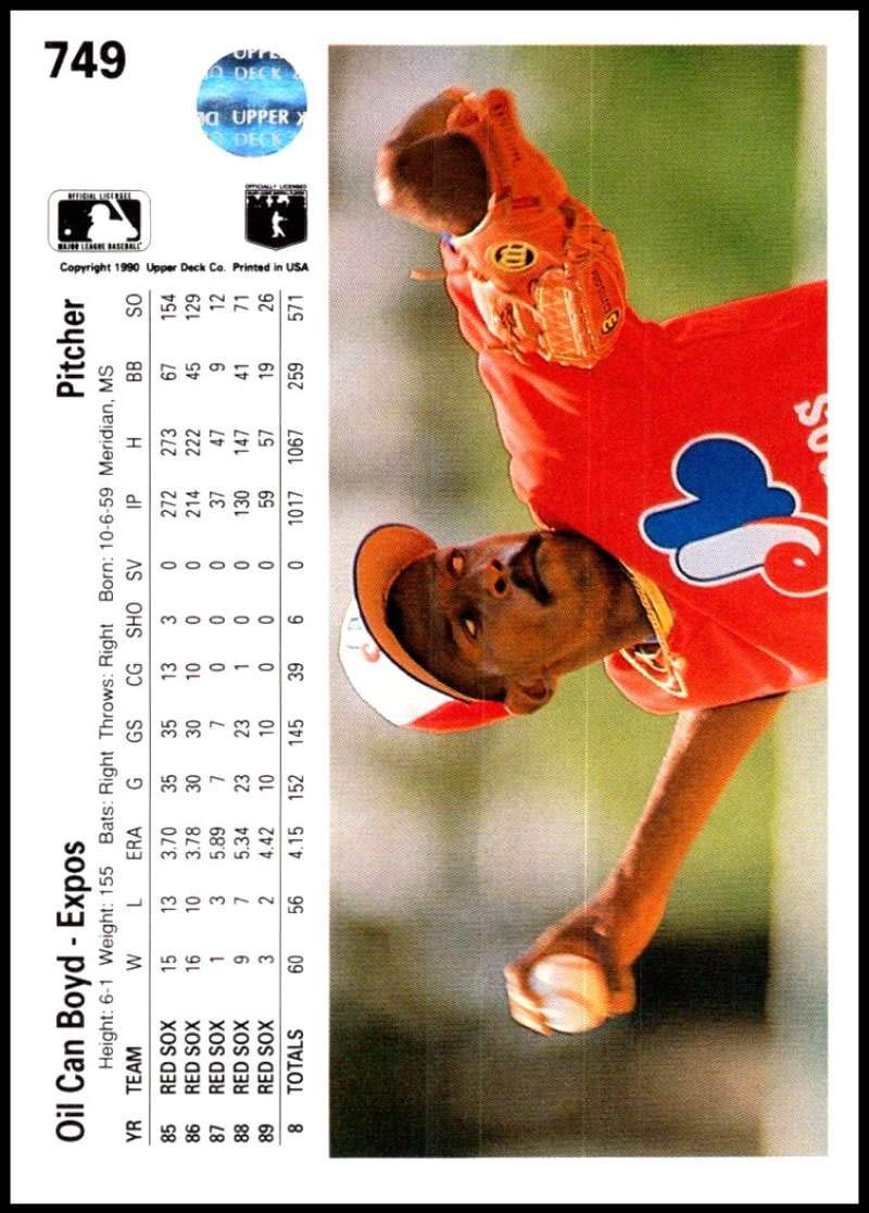 Amazon.com: 1990 Upper Deck Baseball #749 Oil Can Boyd Montreal