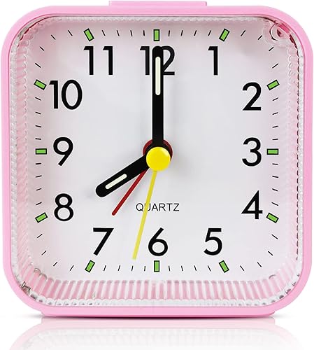 Lamisola Reloj despertador analógico pequeño con pilas, reloj de viaje, relojes de noche Slient para dormitorios, baño, estante, escritorio, color