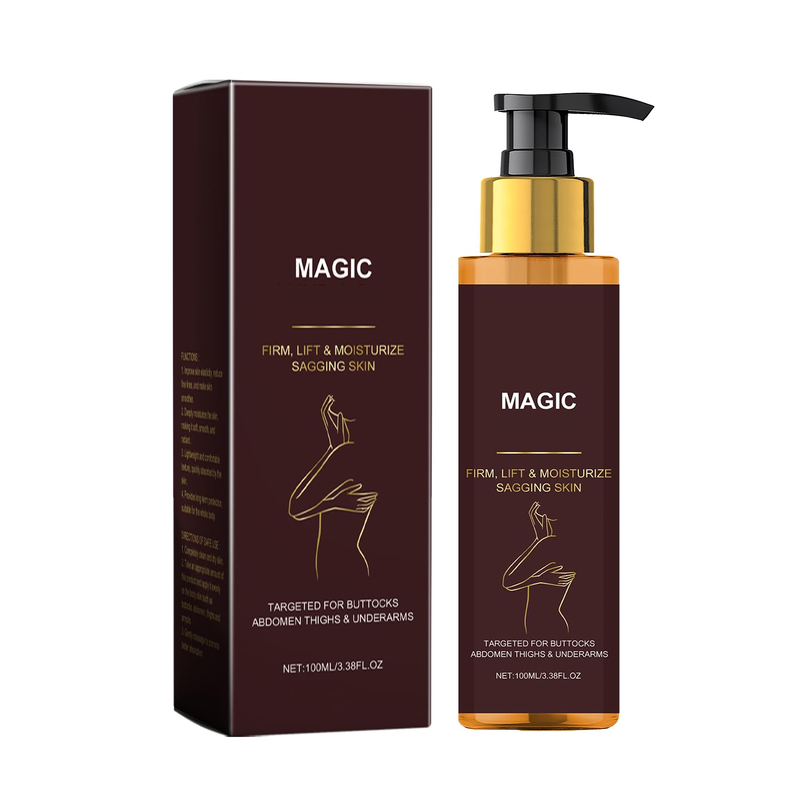 Magic Body Firming Oil - Luxury Body Oil, Skin Tightening & Hydrating Oil with Vitamin E, Rosehip, Almond Oil for Thighs, Buttocks, Arms, Abdomen | Improves Elasticity | Lightweight Fast Absorb