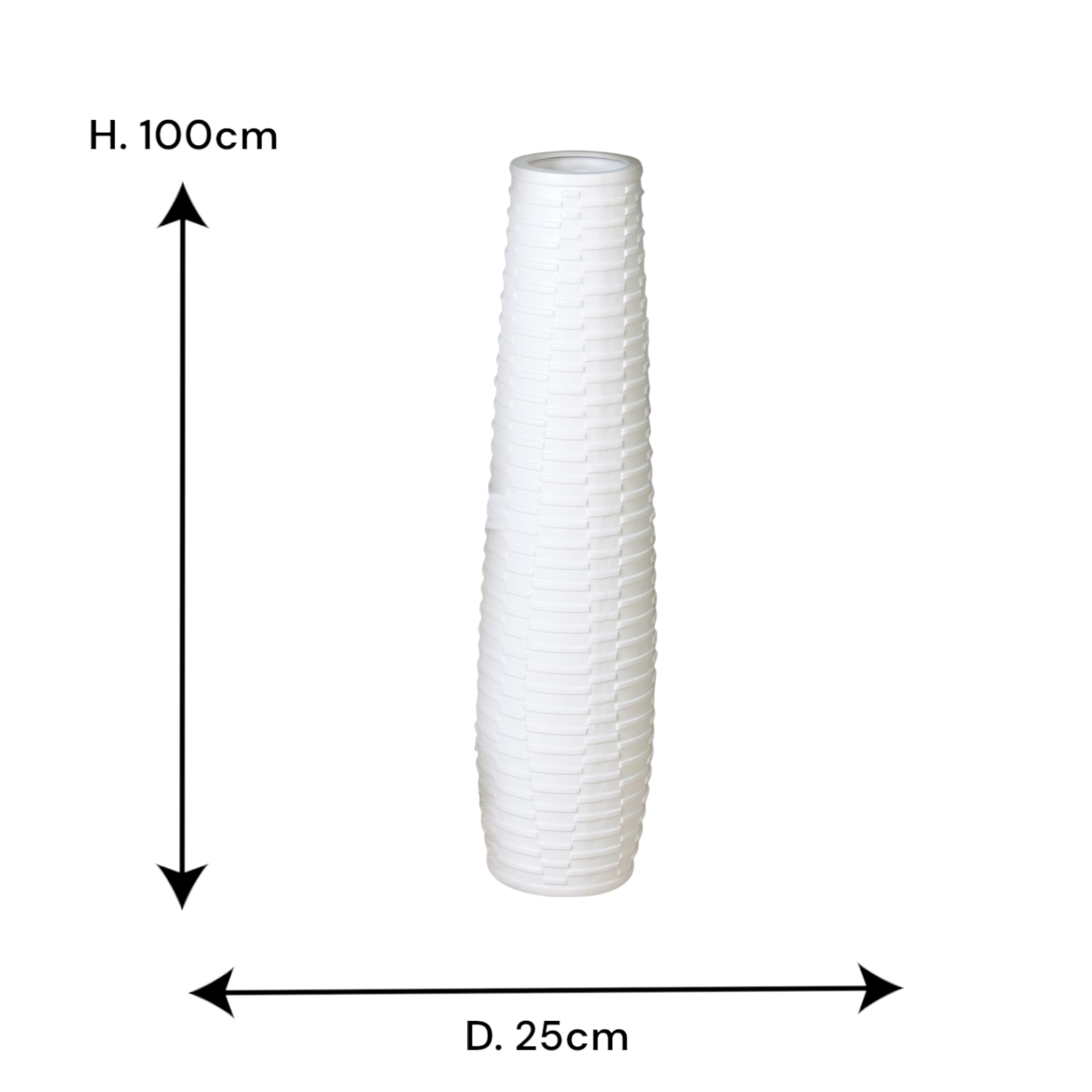 Casablanca Vase Catania Ker.weiß,H.100/D.25cm