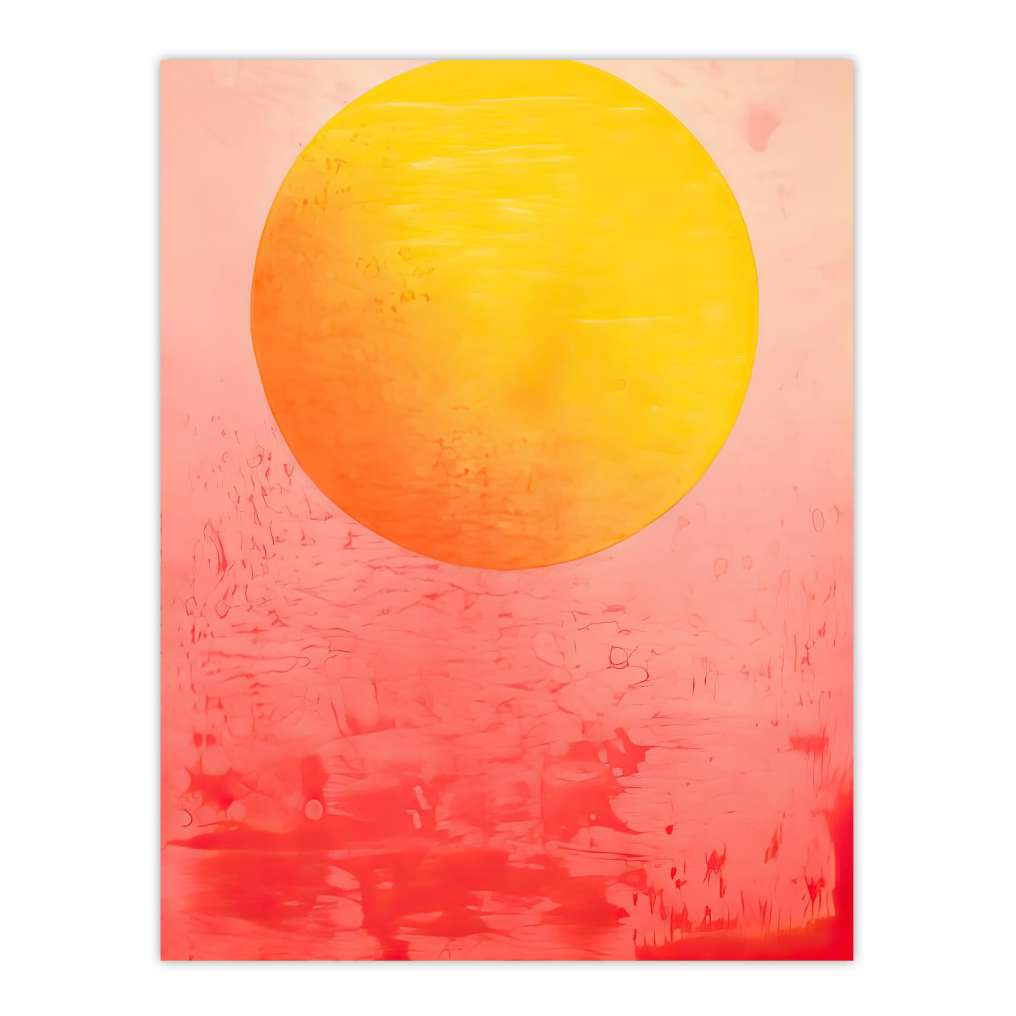 Sunset Sun Vibrant Orange Pink Minimalist Abstract Painting Art Poster Print