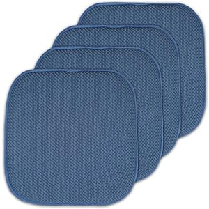 4 Pack Memory Foam Honeycomb Nonslip Back 16″ x16″ Chair/Seat Cushion Pad, Blue