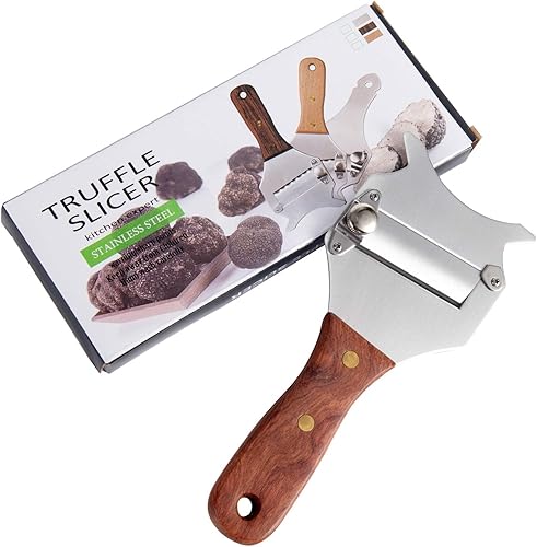 Miniatura 2 de IMEEA Afeitadora de trufas de acero inoxidable para queso y chocolate, con hoja lisa ajustable y mango de madera
