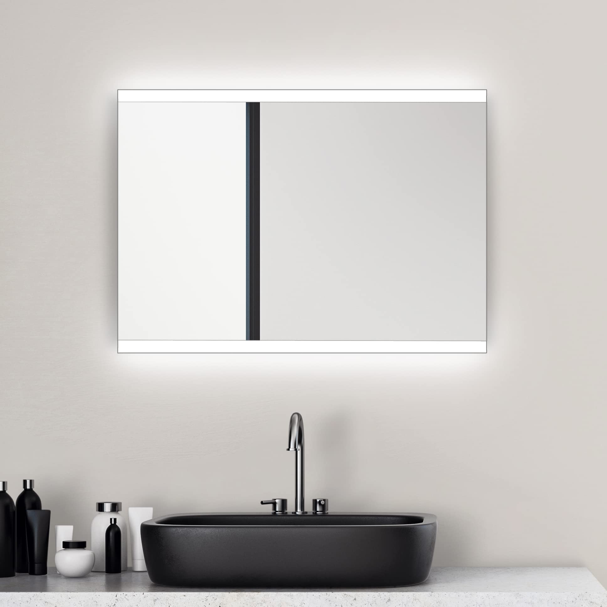 Miroir de salle de bain rétroéclairé horizontal vertical 50x70