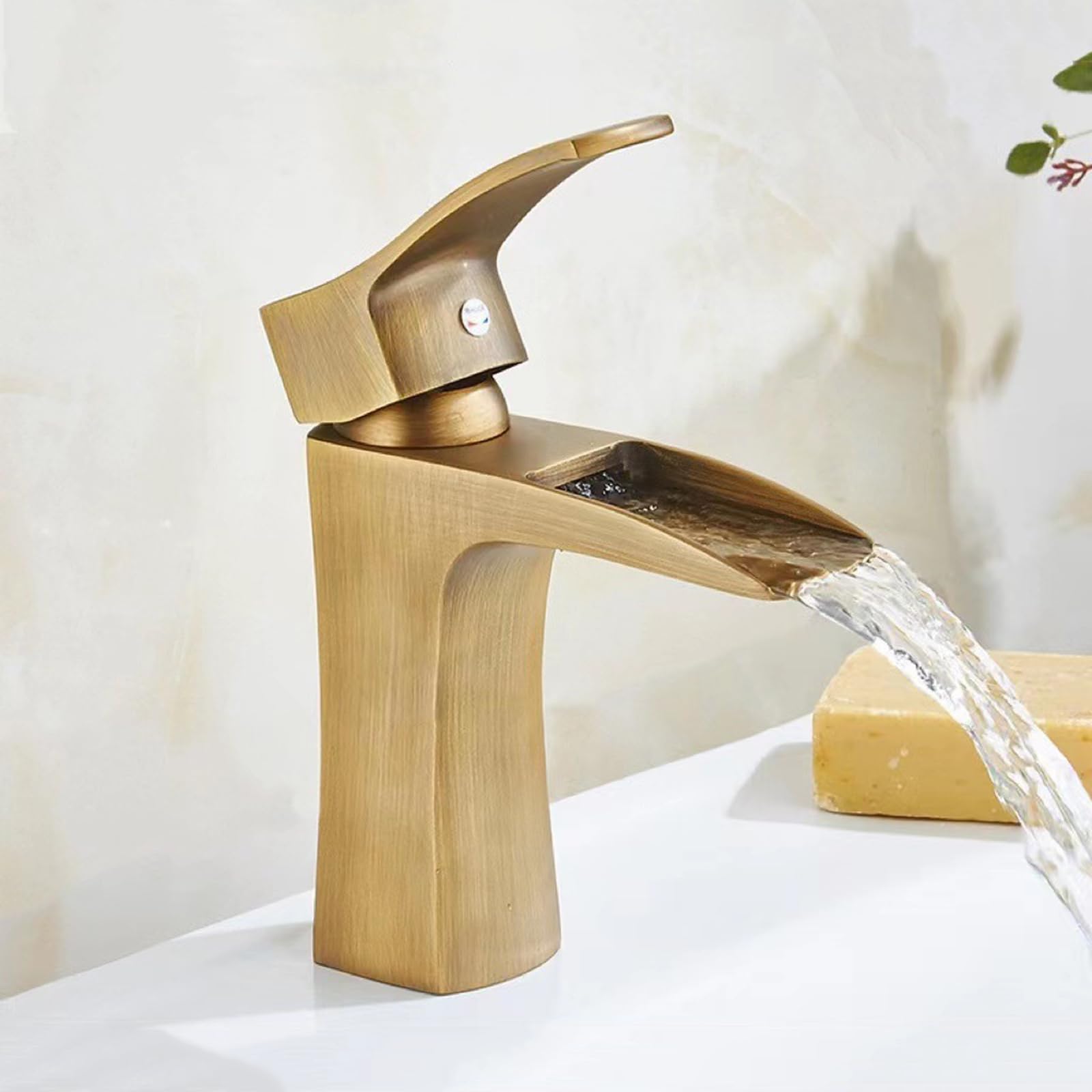 SOHNVWTGD Antique Basin Taps Waterfall Bathroom Sink Taps Antique Antique Washbasin Mixer Tap