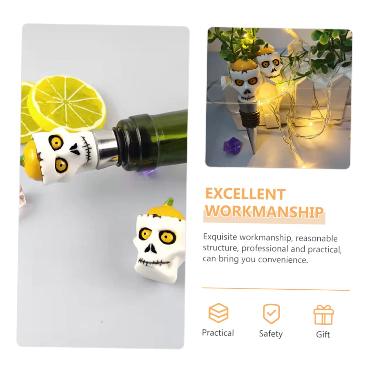 Alipis 8 Piezas Tapón De Vino Tapón De Botella De Ahorro De Vino Vacío Favores De Boda para Invitados Tapones De Ahorro De Vino Cráneo Vino Favor De Fiesta De Boda Corchos De Botella