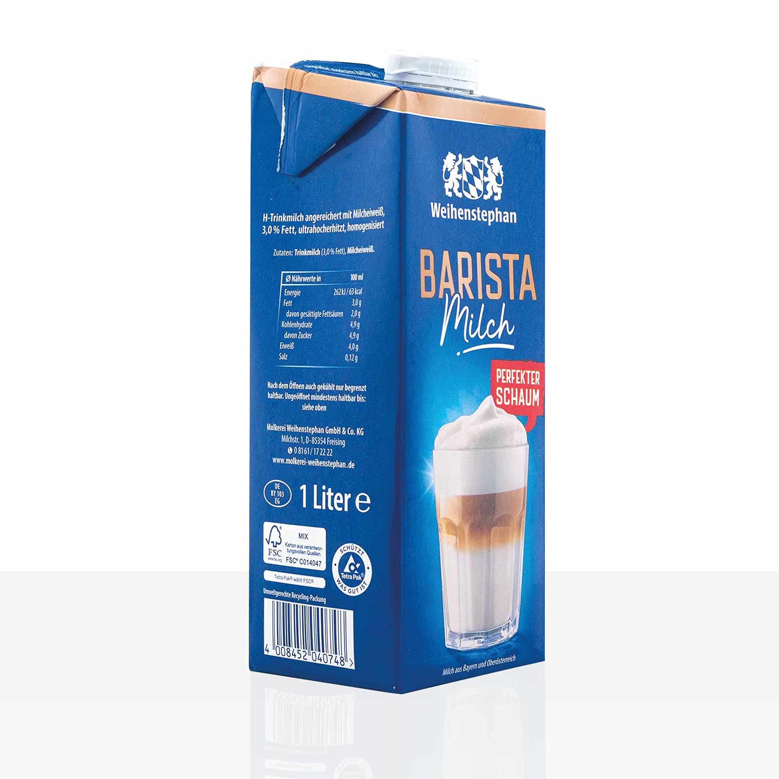 Weihenstephan Barista Milch 3% Fett, haltbare Vollmilch (12 x 1L)