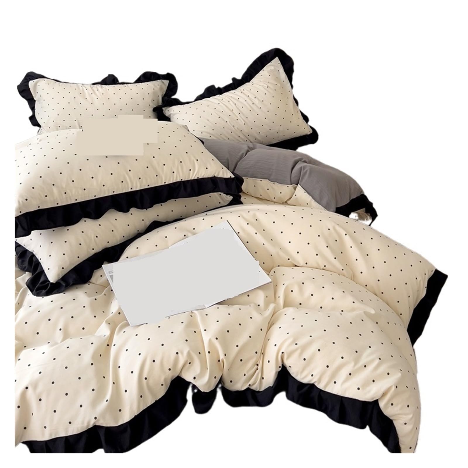 Housse de couette en dentelle blanche 220x240 cm avec garniture décorative et volants