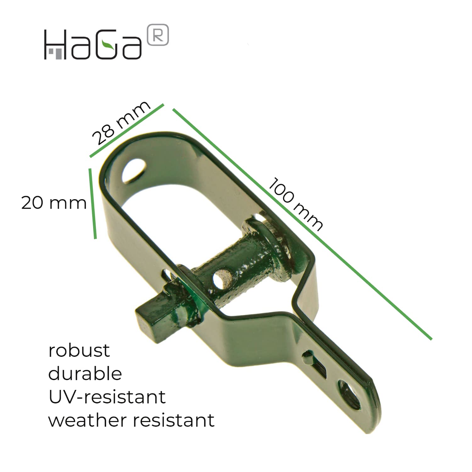 HaGa® Drahtspanner 100mm x 28mm x 20mm - Zaundrahtspanner in grün 50 Stück