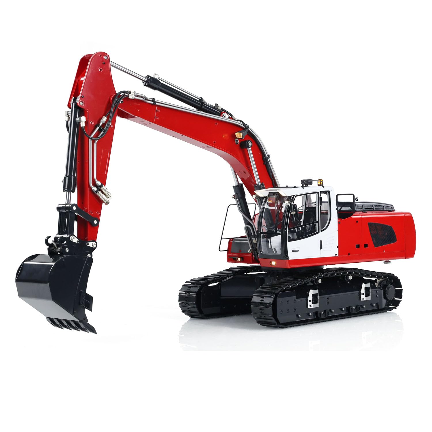 Excavatrice hydraulique RC 1/14 946 9CH Modèle sur chenilles RC Pelleteuse Véhicule de chantier Métal Grab Bucket Ripper Light RC Équipement lourd Rouge Blanc