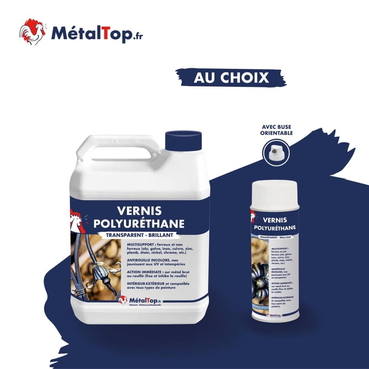 Metaltop - Vernis Polyurethane - 1 L - Protection haute résistance pour surfaces métalliques