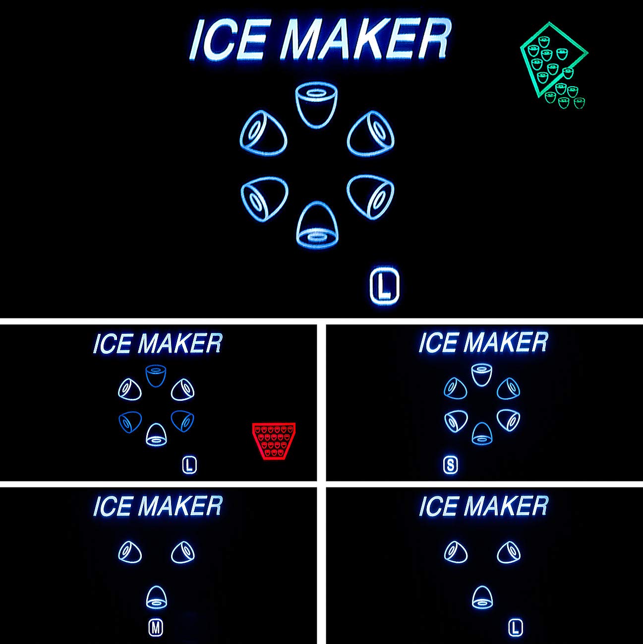 Rosenstein & Söhne Eiswürfelmaschine klein: Eiswürfelmaschine & Wasserspender V2 mit XL-Display, Edelstahl-Gehäuse (mit Spender, Wasserspender mit Eiswürfel, Ice)