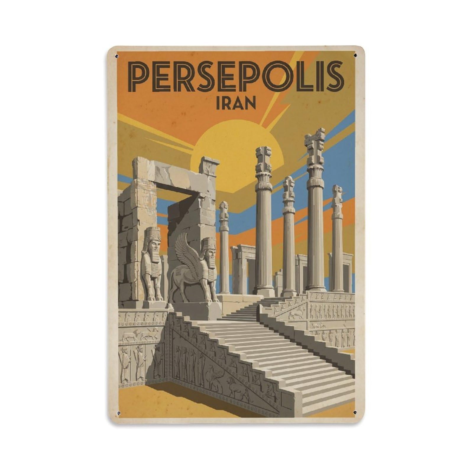 Retro Iran Persepolis Travel Metal Tin Sign Plaque Wall Decor for Cafe, Club Bar, Office, Garden Metal Poster 8x12Inch