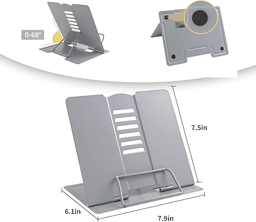 Miniatura 9 de Soporte de libro de metal Soporte de libro Soporte de libro para lectura Soporte de libro ajustable para lectura (rojo completo)