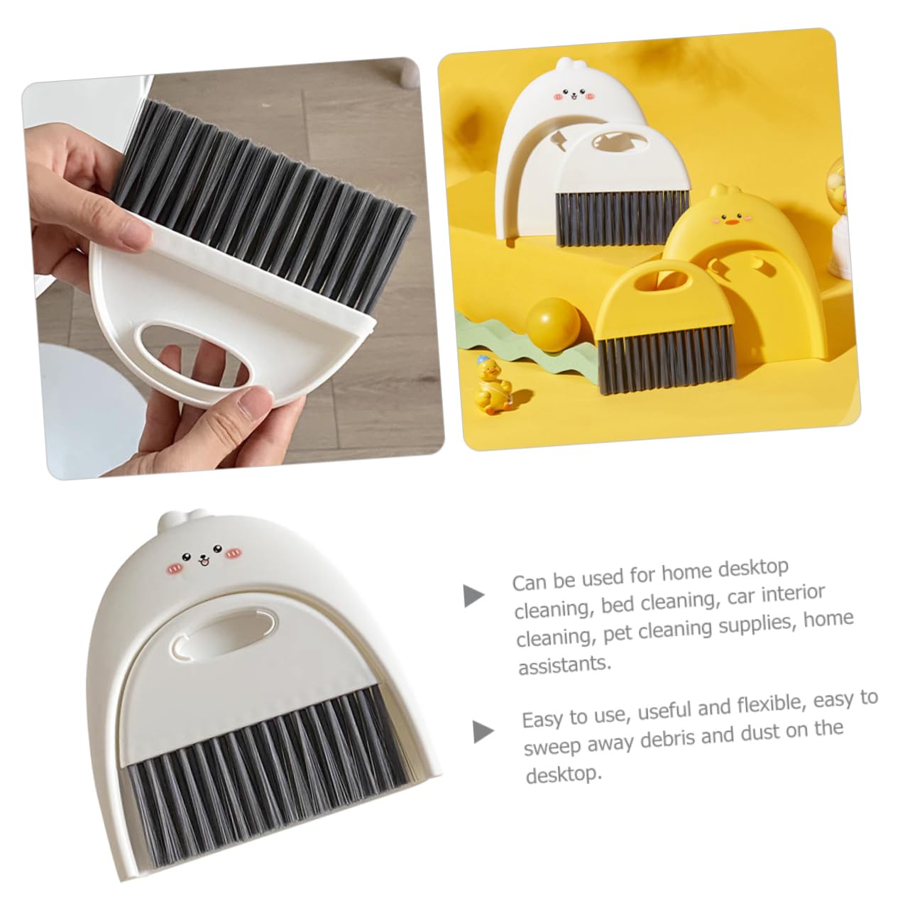 MOLUCKFU 1 Set Kindergarten Dustpan and Broom Set Portable Dustpan Kit Broom and Dustpan Broom Desktop Broom Kit Sweeping Table Brush Car Broom Keyboard Clean Plastic White