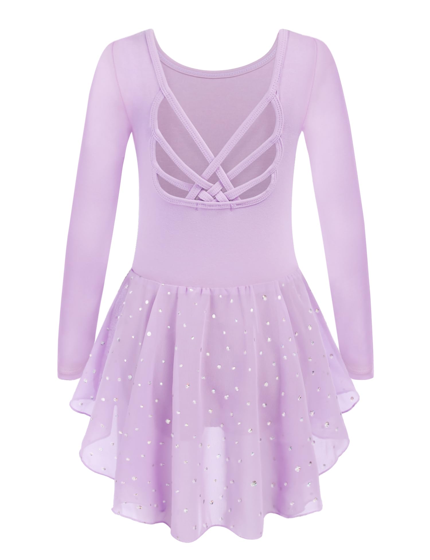 Arshiner Vêtements de Ballet Filles 2-10 Ans Robe de Ballet à Manches Longues Robe de Danse de Ballet pour Enfants Dos Nu Costume de Ballet en Coton Corps de Danse avec Jupe de Ballet Tutu