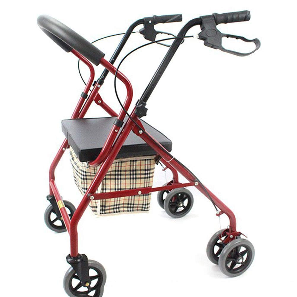 Składany rollator aluminiowy rollator chodzik składana gąbka o wysokiej gęstości oparcie siedzisko 6 kółek zdejmowany kosz na zakupy 360° uniwersalne koło odpowiednie dla osób starszych