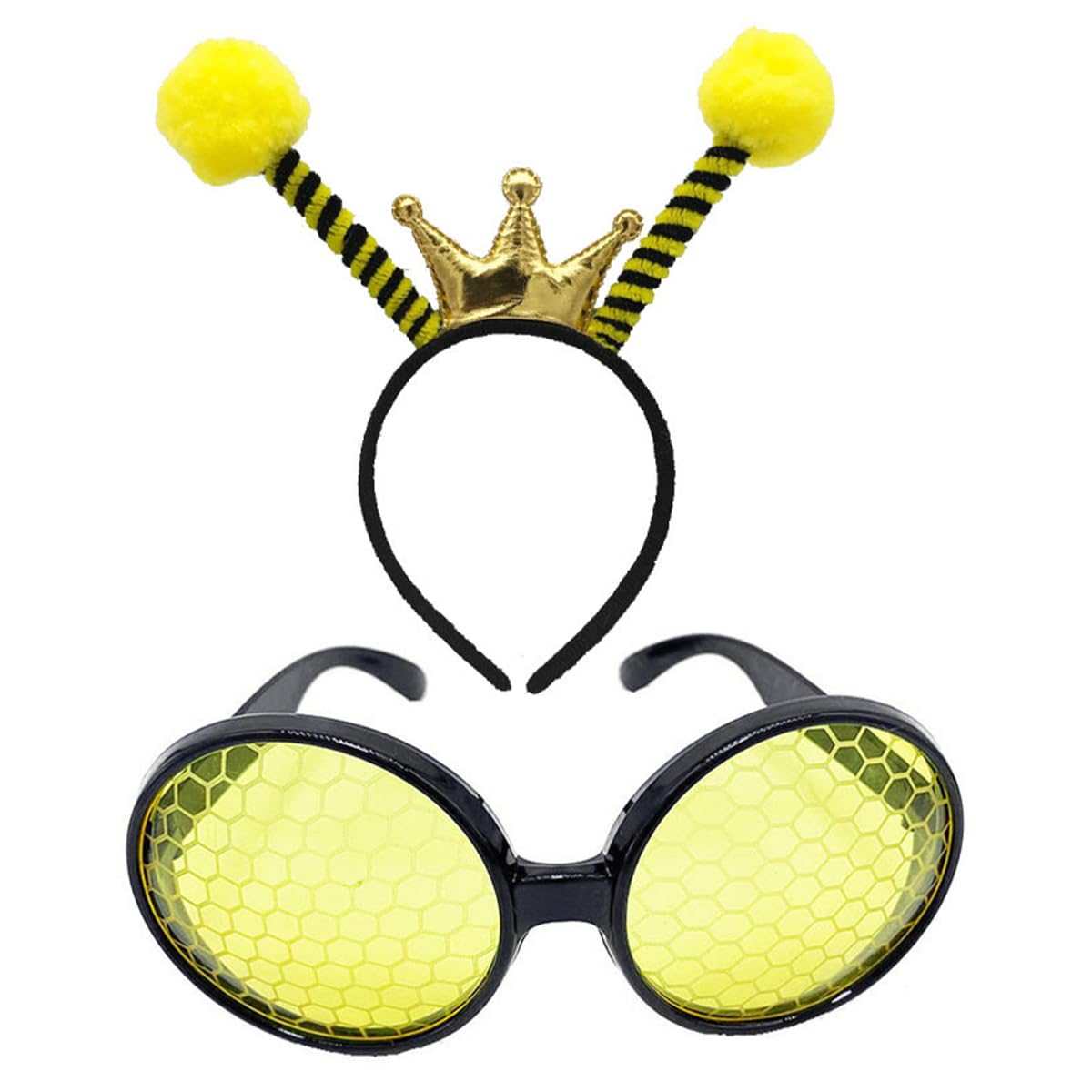 CENPEK 2 Bee Headbands And 2 works Of Glasses Set Yellow Bee Party Costume For Bee Day Masquerade Halloween Bee Costume Accessories - Image 2
