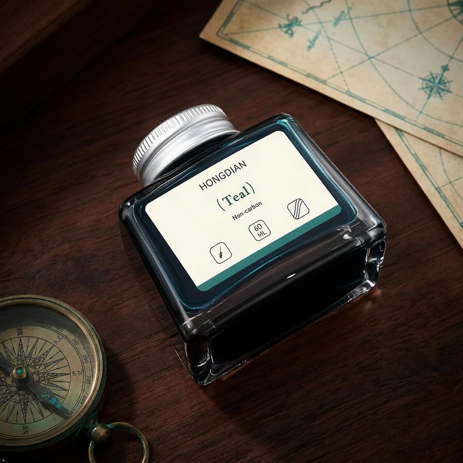 Image of HONGDIAN, Ink Bottle - Non Carbon | Teal | 60ml Premium Writing Ink.