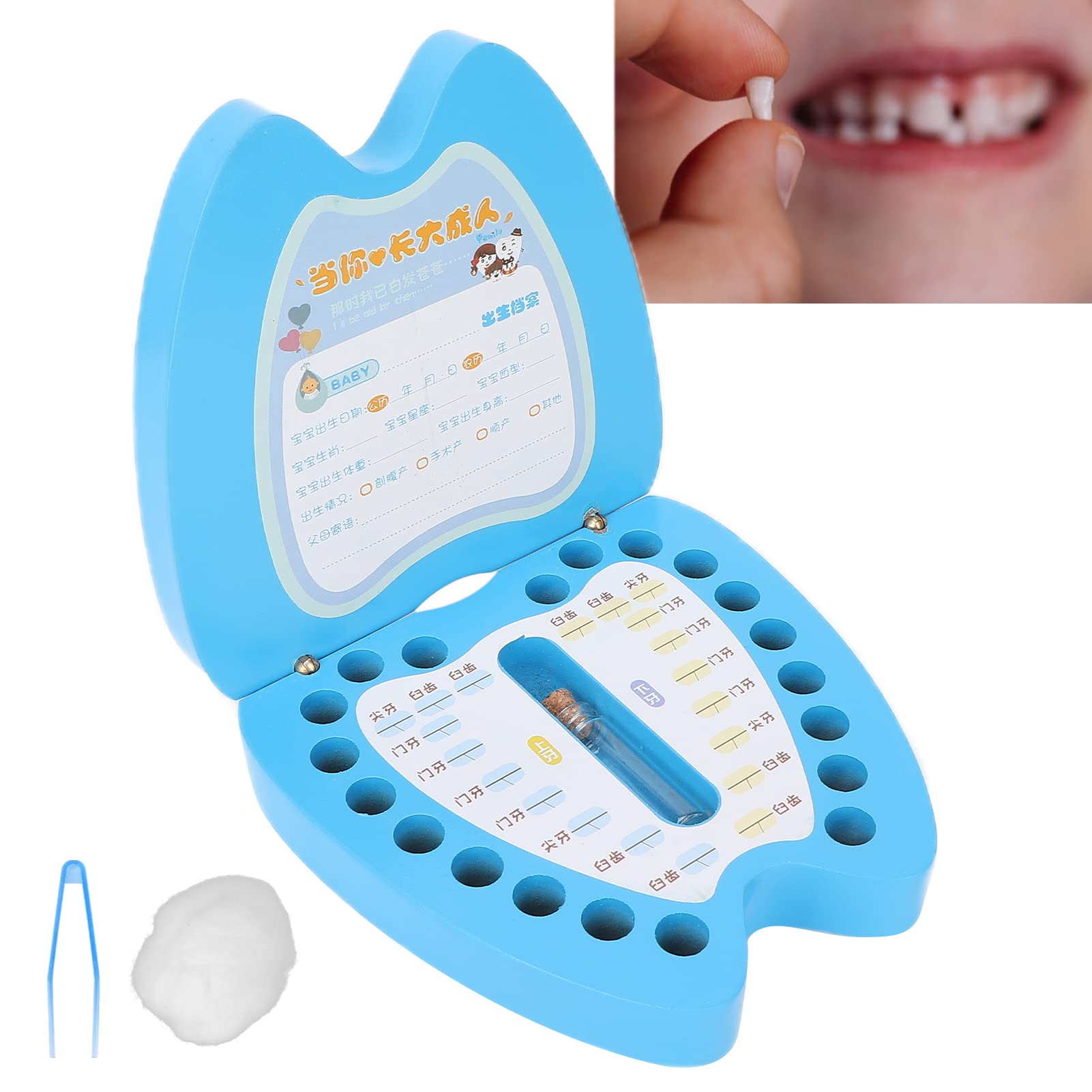 Bo î te à dents de b é bé, bo î te de rangement en bois pour dents de dessi