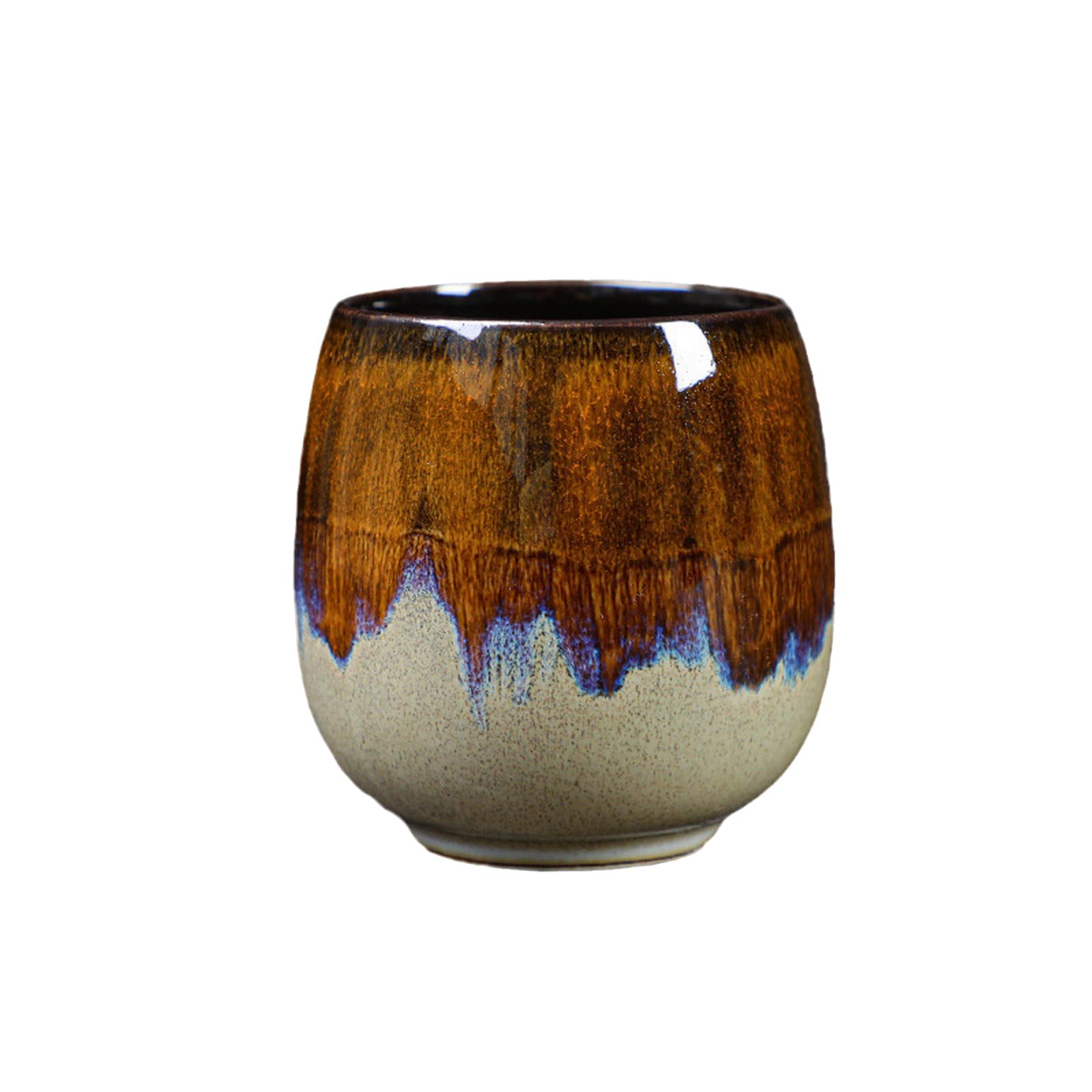 5.07oz Ceramic Kiln Espresso Cup Set - Japanese Tea Cup - Creative Potbelly Cup-Kiln Yellowing -100ml Single Pack-101-200ml