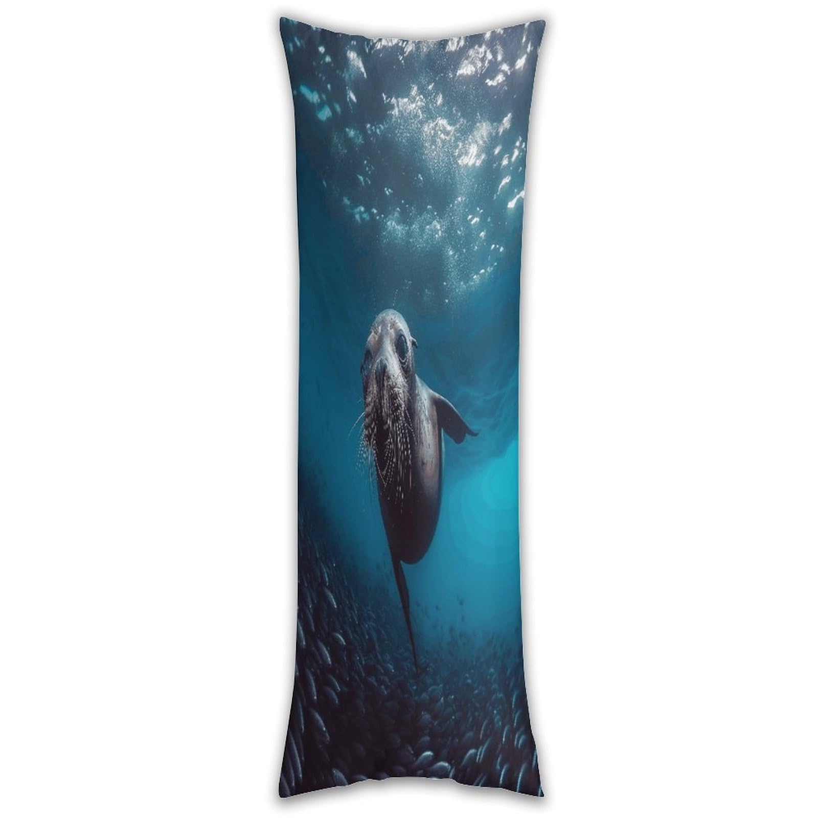Underwater Sea Lion Long Pillow Case with Zipper Ultra Soft Microfiber Long Pillow Cover Breathable Body Pillow Protector Soft Wrinkle Pillowcase for Bed Sofa Bedroom 53 X 19 in
