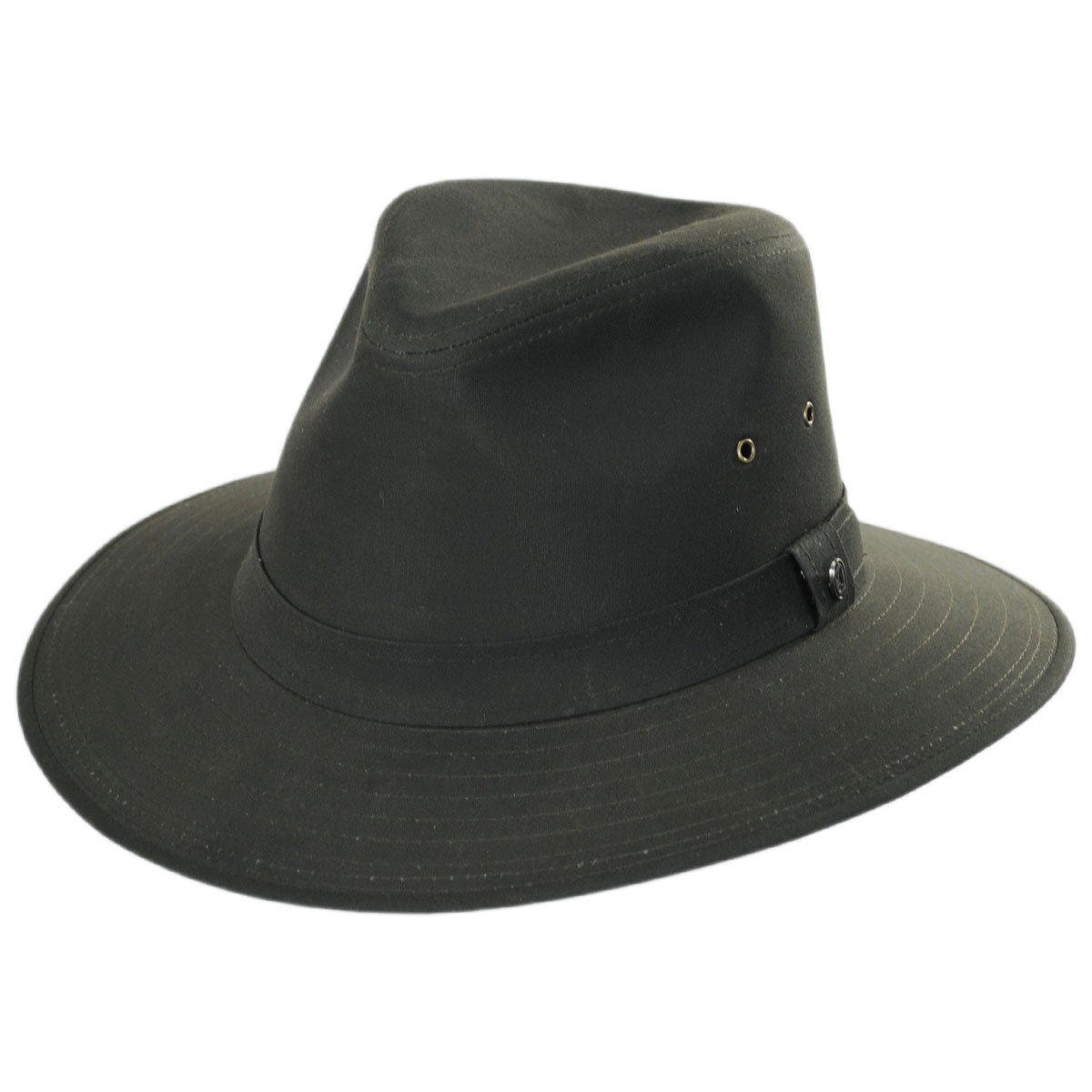 Jaxon Hats Cotton Oilcloth Safari Fedora Hat (X-Large) Olive Green