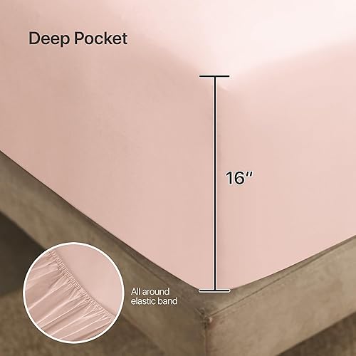 Miniatura 5 de NATUREFIELD Juego de sábanas de lujo de 100 % bambú, sábanas refrescantes tamaño Queen con bolsillo profundo ajustado, sedosas, suaves y cómodas