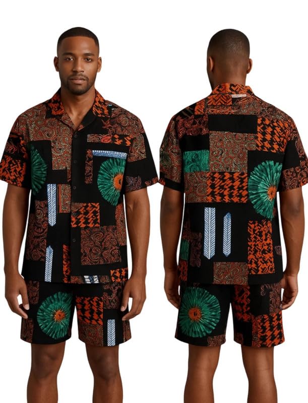 RK Enterprise Men’s Printed Co-Ord Set | Plus Size Casual Shirt & Shorts Set | Nightwear Pajama Suit, Loungewear, Beachwear & Vacation Outfit Design No Shirt-Short Set3-Parent-picture-27