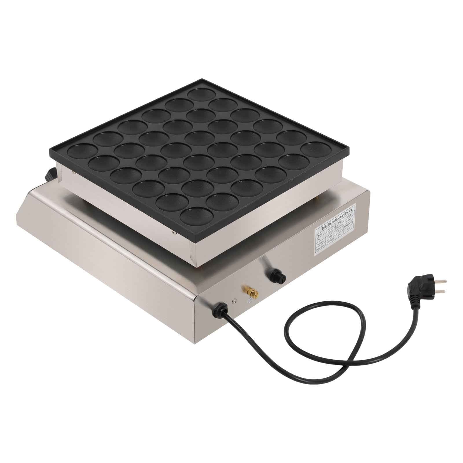 Mini tortitas holandesas de 36 agujeros, para hacer panqueques profesionales, redondos, acero inoxidable, antiadherente, 50 – 300 °C, 2 – 3 minutos, para panaderías, cafeterías, hogares