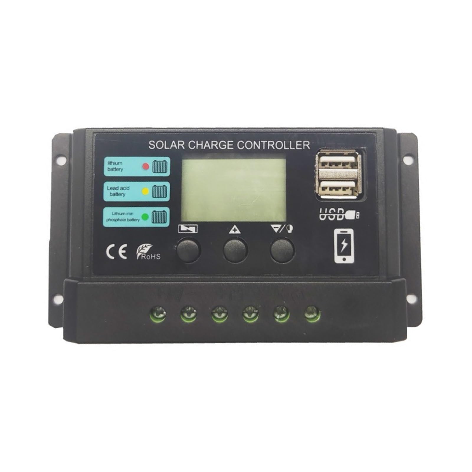 CUDTAPI 10A/20A/30A Intelligent Regulator Dual USB Port 12V 24V Solar Charge Regulator PWM Adjustable(20A)