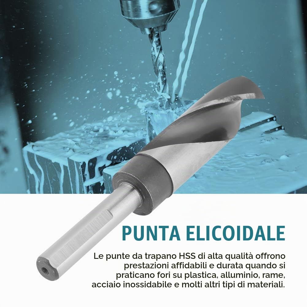 Ejoyous Set di punte elicoidali HSS per trapano elicoidale in acciaio temprato, set di 8 punte per trapano in metallo HSS ad alta elasticità e tenacità 14/16/18/19/21/22/24/25 mm