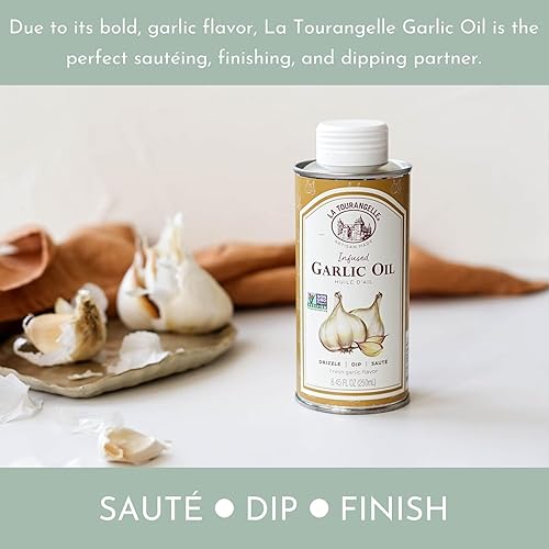 Miniatura 6 de La Tourangelle Aceite de girasol con infusión de ajo aceite alto en oleico para cocinar pastas aderezos de ensalada rociar sobre palomitas de maíz