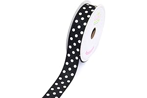 LUV RIBBONS 7/8-Inch Black and White Polka Dot Ribbon