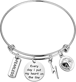 Lineman Gifts Lineman Wife Jewelry Every Day I Put My Heart on the Line Expandable Charm Bangle Bracelet for Lineman Wife,Lineman Mom,Lineman Girlfriend (Lineman Bracelet)