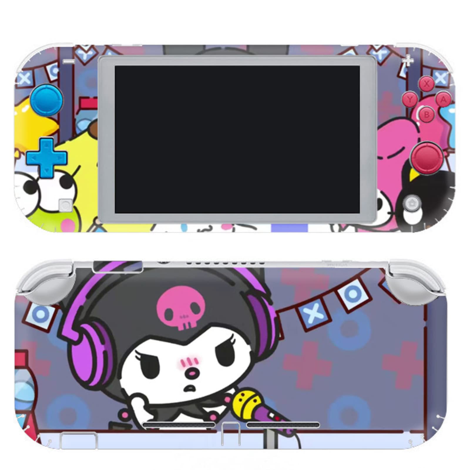 Switch Lite Skin Sticker for Switch Light Compatible Body Skin Sticker Cute Hand Painted Animation Character Protective Film Slim Thin Full Protection Dustproof Stain Proof + Thumb Cap x 4