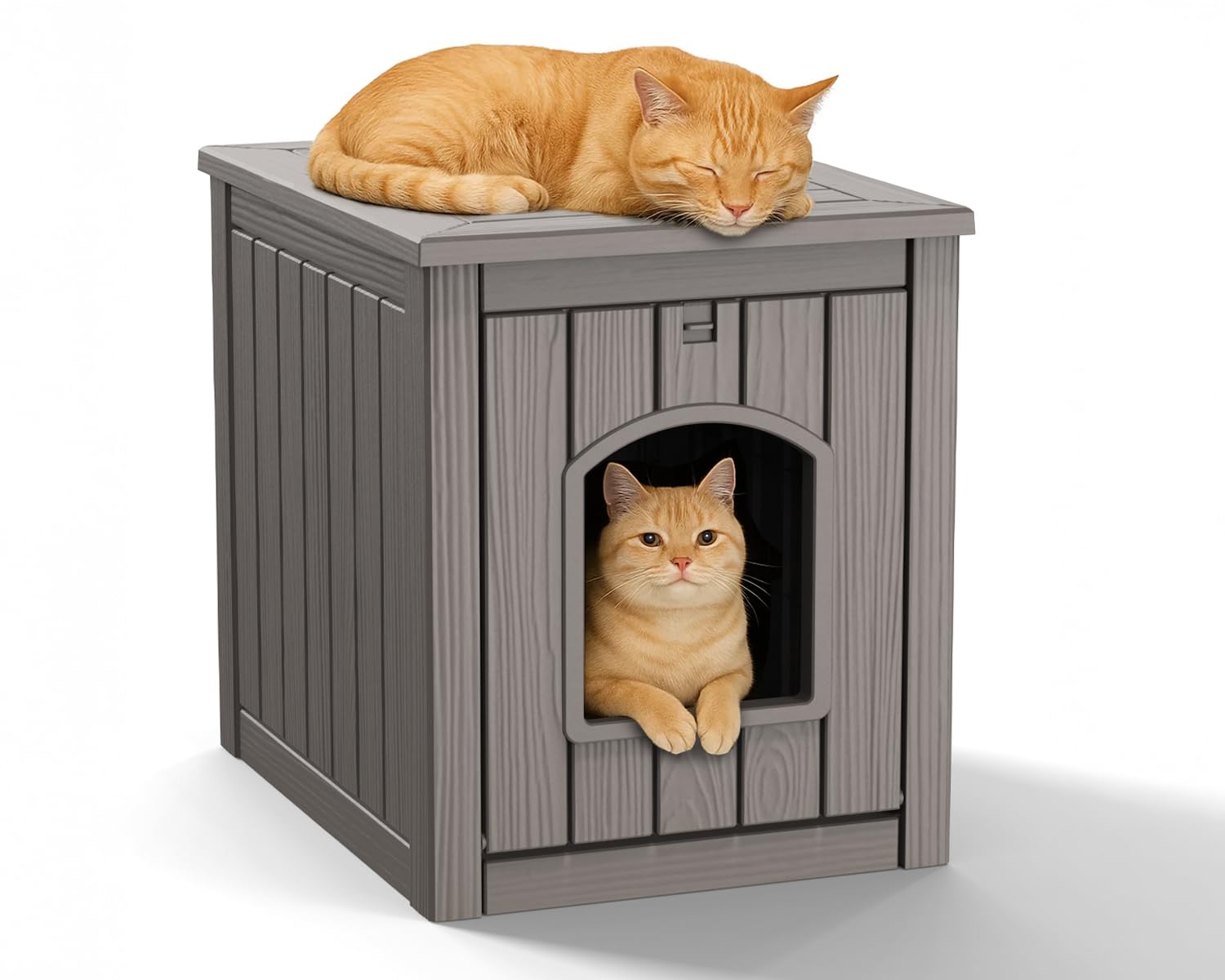 DRATO Outdoor Cat House -Weatherproof Resin Cat Houses for Cats, Durable, Easy Assembly,cat Igloo Outdoor，Durable & Insulated Shelter for Garden,