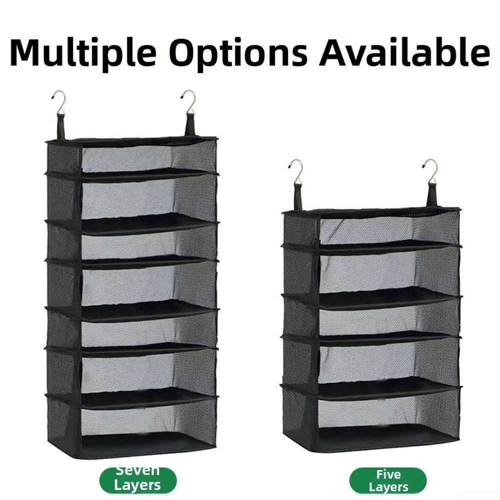 Organizador colgante plegable para viajes con gran espacio interior, bolsillos de varios tamaños y tela Oxford (L)