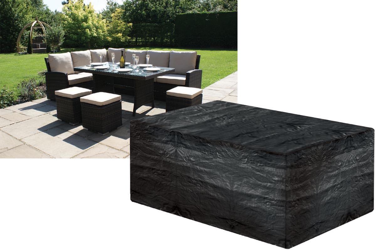 Garland Products Limited SMALL BLACK CASUAL GARDEN DINING SET COVER 250CM FURNITURE WATERPROOF PROTECTION