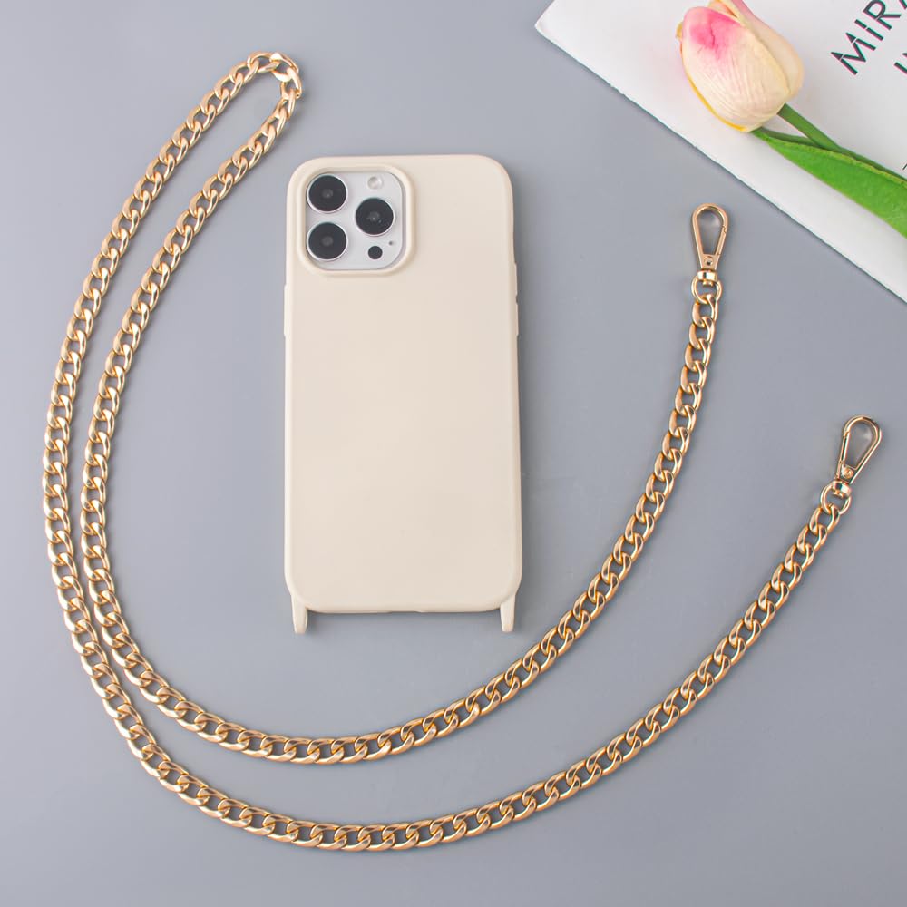 Ancile Cordon Chaîne Téléphone Portable 120cm Doré - Sangle Mains Libres Élégante Avec Mousquetons