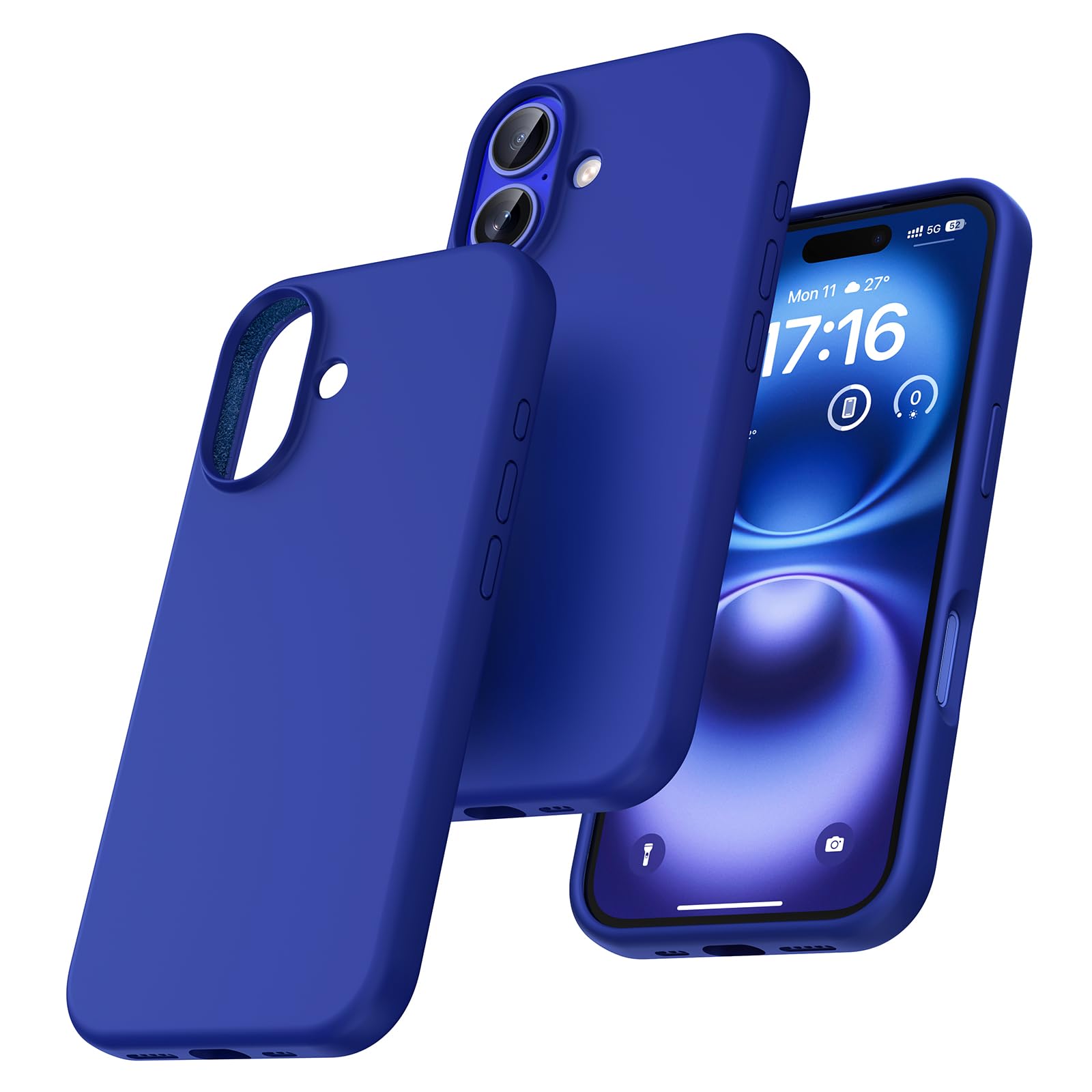 TOCOL für iPhone 16 Hülle Silikon, Stoßfest Anti-Rutsch Anti-Fingerabdruck Kratzfest Handyhülle für iPhone 16 Case, Ultramarin