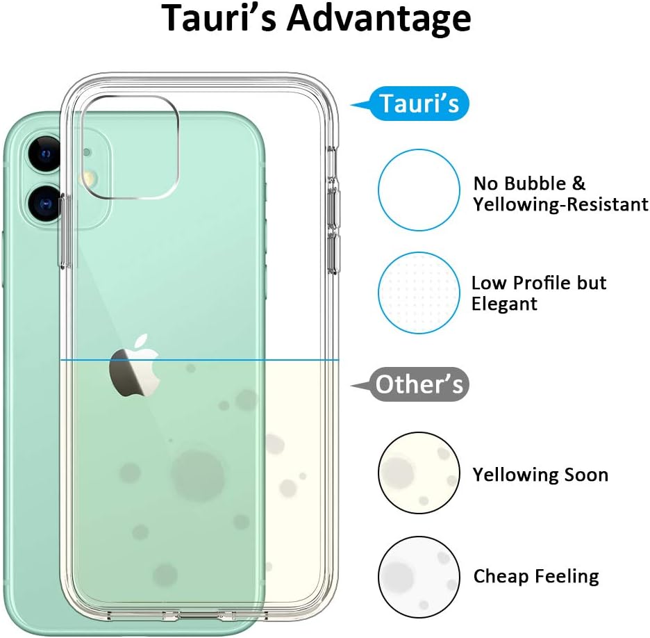TAURI 4 Pack 2 Pack Screen Protector + 2 Pack Camera Lens Protector Compatible for iPhone 11 Tempered Glass Screen Protector 6.1-inch Bubble Free Clear