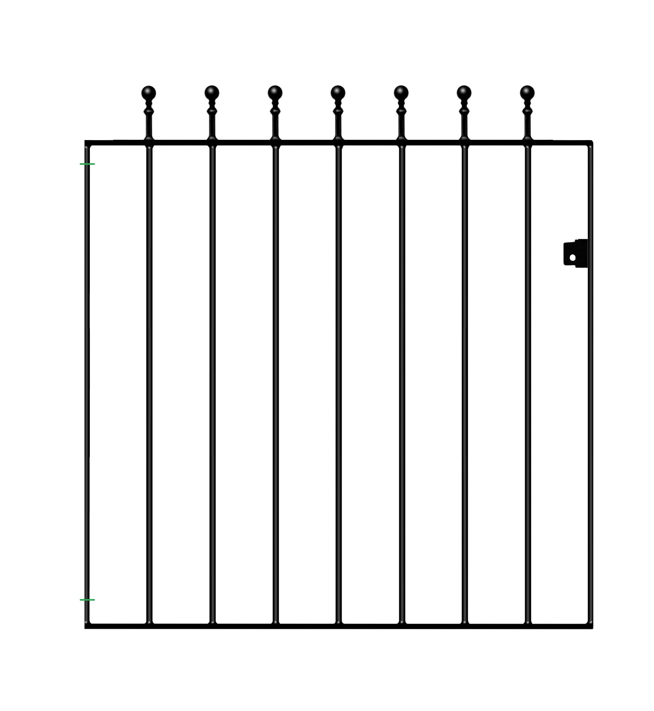 Manor Ball Top Metal Garden Gate Galvanised Wrought Iron Pedestrian Swing Gates (914mm Gap X 915mm High MAZP05/3)