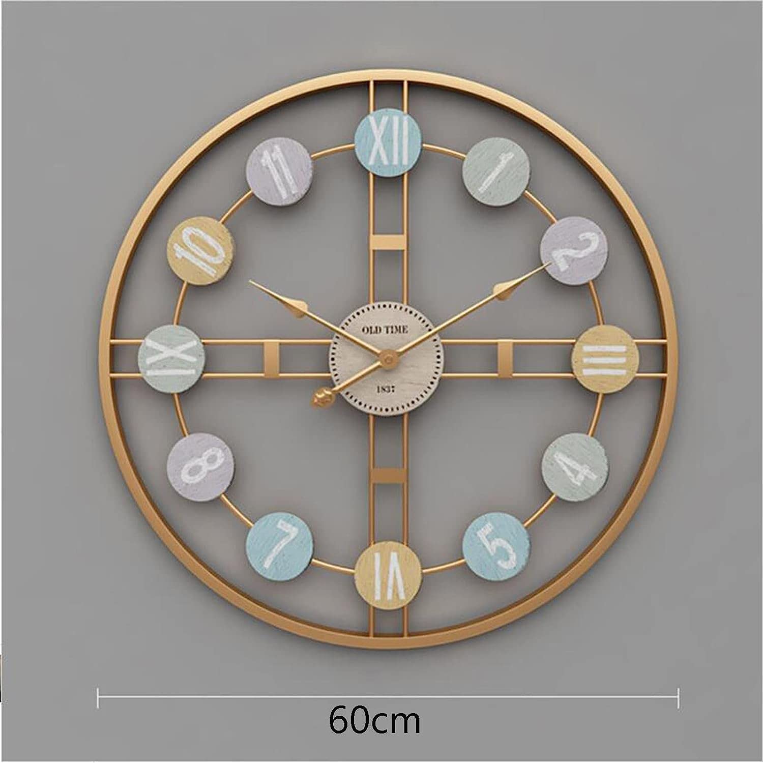 XJBTBA Horloge Murale de extérieure, Grande Horloge extérieure de 60 cm, Horloge de en métal silencieuse résistante aux intempéries pour Patio, Pi