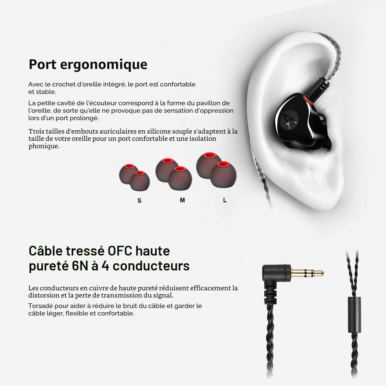 in-Ear Monitors [Newest Updated Version] Wired Earbuds Headphones/Earphones/Headset Dual Drivers with MMCX Detachable Cables Noise-Isolating Sweatproof Earphones HiFi Stereo (BlackNo Mic)