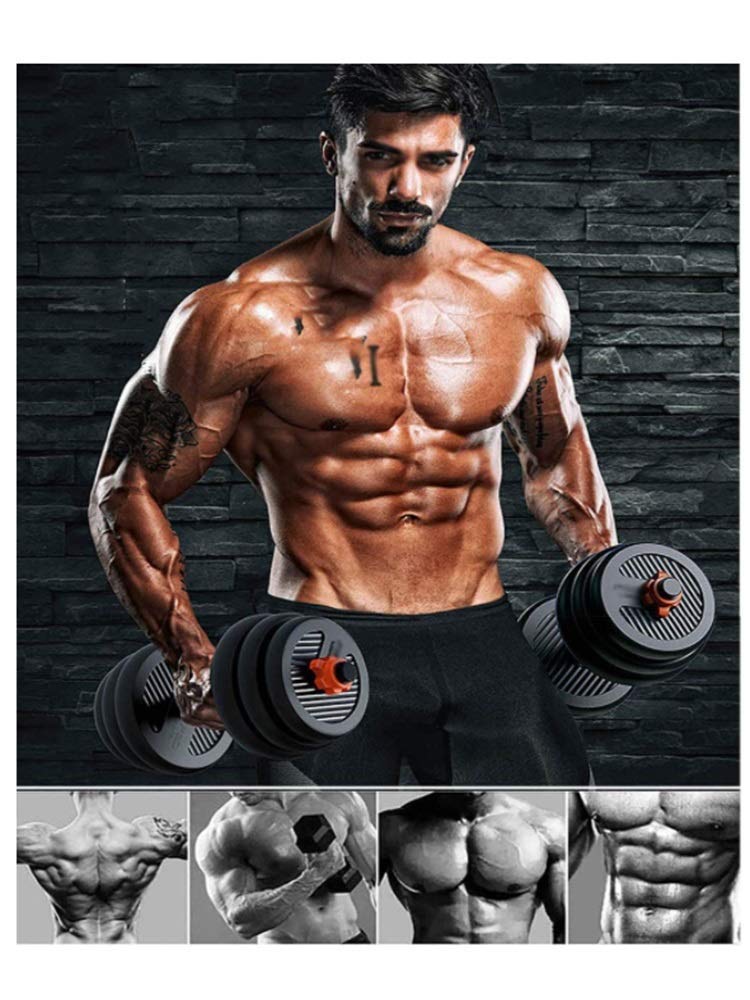 Zestaw krótkich hantli fitness hantle sztanga hantle kettlebell zestaw stojaków na push up 6 w 1 regulowany talerz do hantli dom siłownia trening ciała sprzęt mężczyźni i kobiety trening (2 sztuki/zestaw) (rozmiar 10 kg/22 lbs) darmowa reklama z wagą