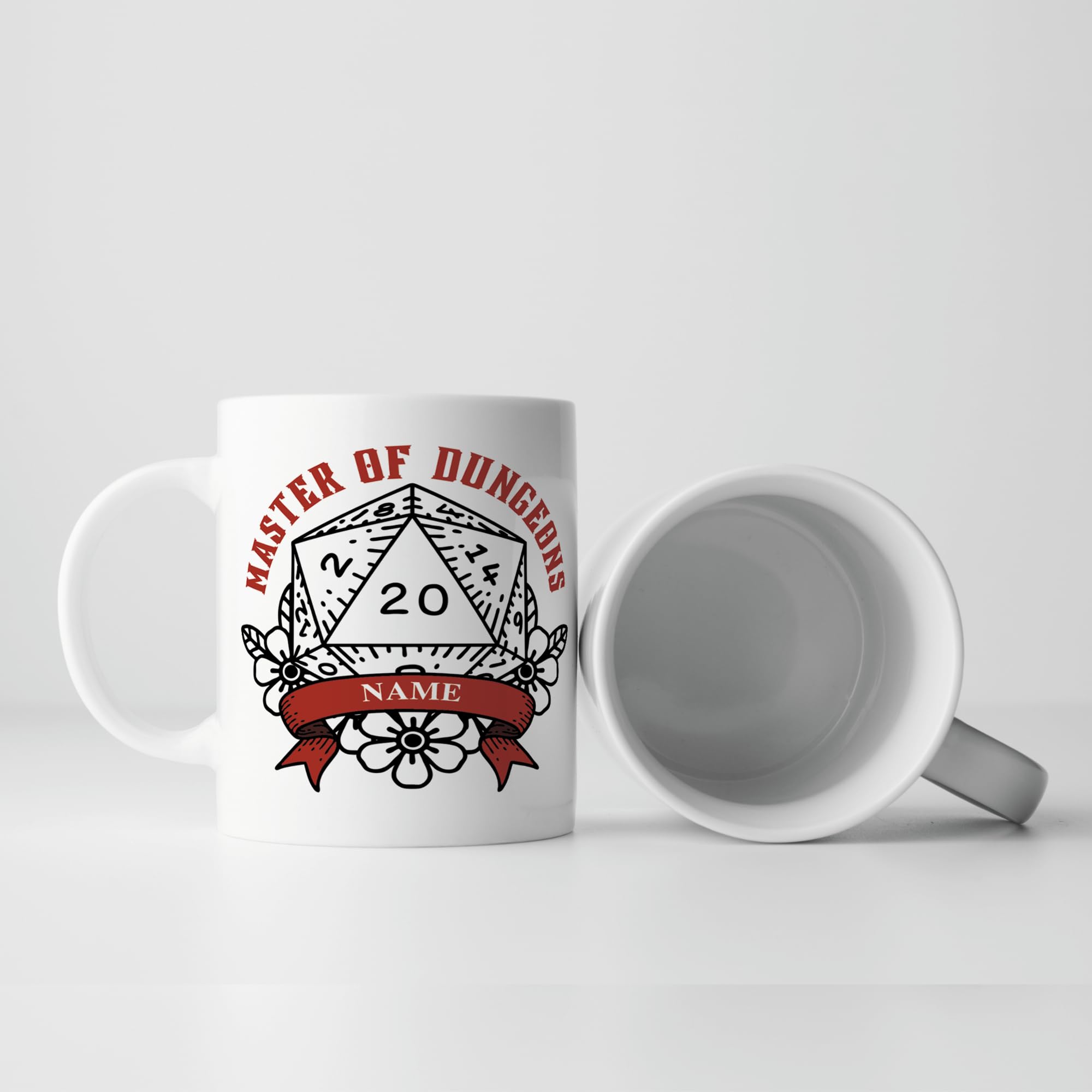 Sticky Art UK Master of Dungeons Personalised DND Mug Dungeons and Dragons D20 Mug Dungeon Master Accessory RPG